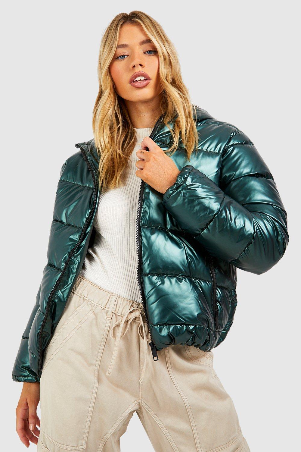 Boohoo shiny puffer store jacket